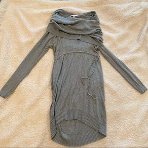 Victoria's Secret Gray Cowl Neck Tie Waist Mini Sweater Dress w/ Pockets Size S